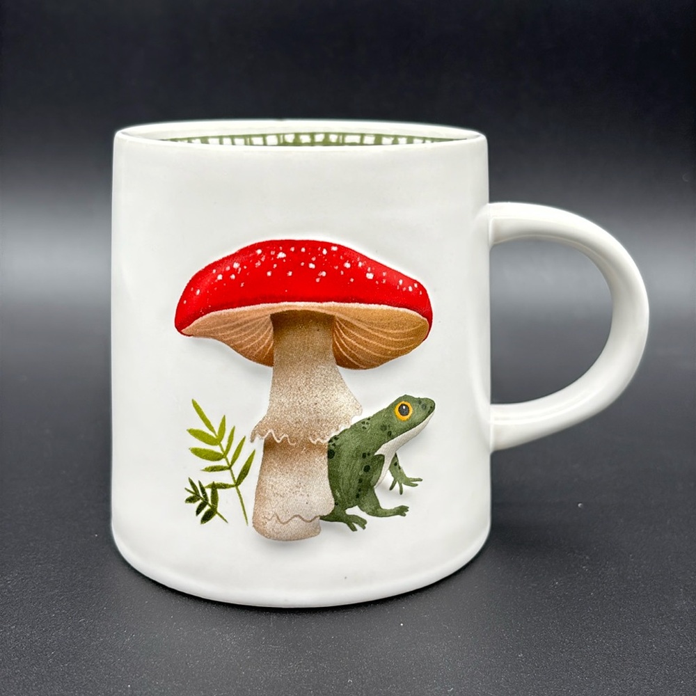 Whimsical Frog And Mushroom Ceramic Mug